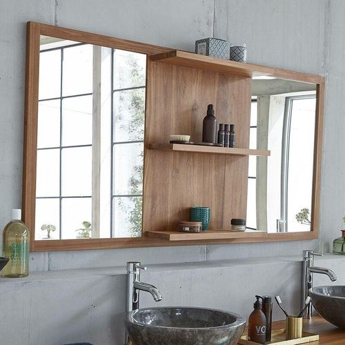 3662251005233 - Spiegel mit Regalen aus Teakholz 160x80 3662251005233 - Spiegel mit Regalen aus Teakholz 160x80
