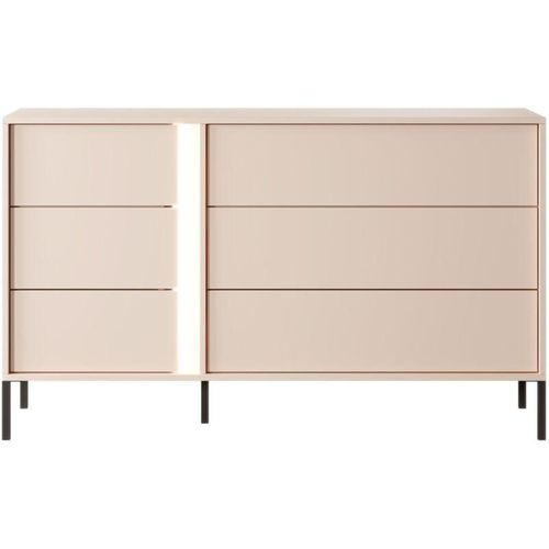 5905351247966 - Dasti 138 6S Kommode Metallfüßen mit led Kommode B1373 x H814 x T395 cm Beige - Furnix