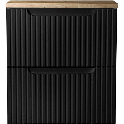 4066075166535 - Lomadox - Waschtisch-Unterschrank 50cm in schwarz mit Eiche NEWPORT-56-BLACK - schwarz 4066075166535 - Lomadox - Waschtisch-Unterschrank 50cm in schwarz mit Eiche NEWPORT-56-BLACK - schwarz