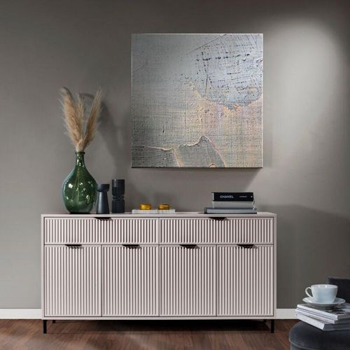 4066075176954 - Lomadox - Sideboard in Kaschmir beige mit Rillenoptik 165 cm LAURO-161 - beige