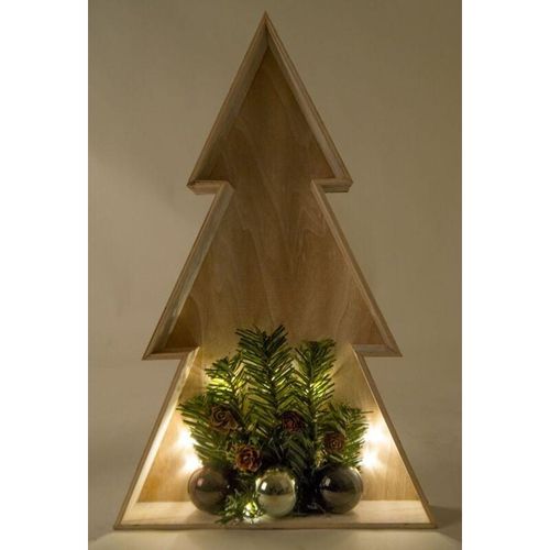 4250407355593 - Buri - 3D LED-Holz-Weihnachtsbaum 38cm Weihnachtsdeko Fensterbild Wanddeko Beleuchtung - Weiß