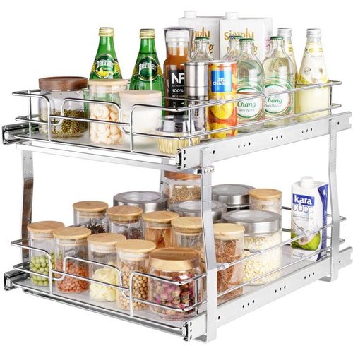 0197988940890 - Vevor 2-stufiger Ausziehbarer Schrank-Organizer 431 x 533 x 381 mm Installationsgröße Robuste Vorratsregale Spülschrankregal aus Verchromtem Stahl 0197988940890 - Vevor 2-stufiger Ausziehbarer Schrank-Organizer 431 x 533 x 381 mm Installationsgröße Robuste Vorratsregale Spülschrankregal aus Verchromtem Stahl