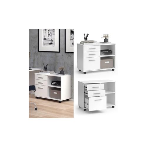 4066731413409 - Livinity Rollcontainer Delf Weiß 80 x 40 cm mit 3 Schubladen 4066731413409 - Livinity Rollcontainer Delf Weiß 80 x 40 cm mit 3 Schubladen