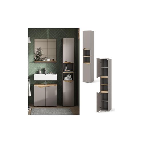 4066731405831 - Hochschrank Marelle Greige Eiche 30 x 180 cm mit Türen und offenen Fächern 4066731405831 - Hochschrank Marelle Greige Eiche 30 x 180 cm mit Türen und offenen Fächern