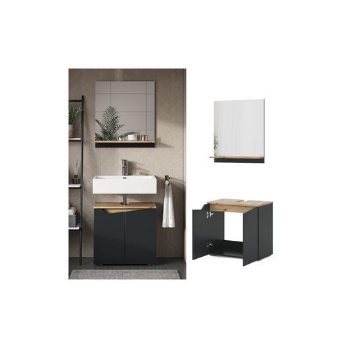 4066731405862 - Badmöbel-Set Marelle Anthrazit Eiche 2 Teile 4066731405862 - Badmöbel-Set Marelle Anthrazit Eiche 2 Teile