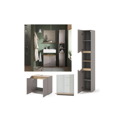 4066731405923 - Badmöbel-Kombination Marelle Greige 3 Teile mit Hochschrank Vicco 4066731405923 - Badmöbel-Kombination Marelle Greige 3 Teile mit Hochschrank Vicco