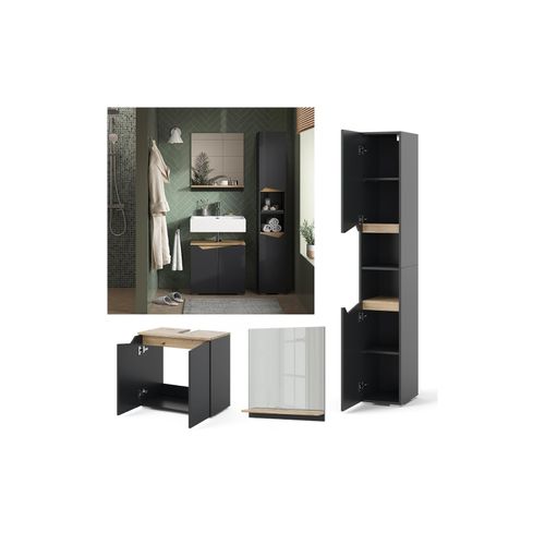 4066731405879 - Badmöbel-Kombination Marelle Anthrazit 3 Teile mit Hochschrank Vicco 4066731405879 - Badmöbel-Kombination Marelle Anthrazit 3 Teile mit Hochschrank Vicco
