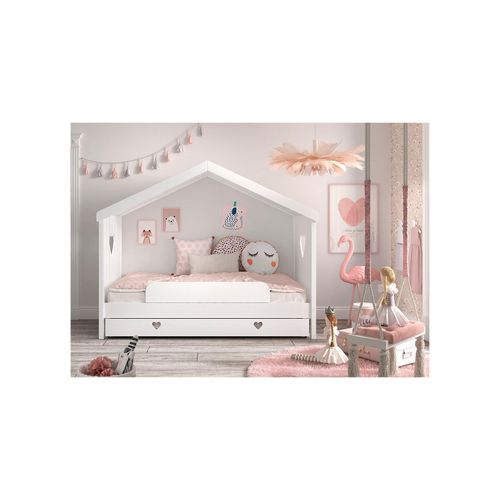 5420070239967 - Hausbett Amori mit Liegefläche 90 x 200 cm inkl Rolllattenros - versch Ausführungen -mit Absturzschutz inkl Bettschublade Kiefer und MDF weiß lackiert 5420070239967 - Hausbett Amori mit Liegefläche 90 x 200 cm inkl Rolllattenros - versch Ausführungen -mit Absturzschutz inkl Bettschublade Kiefer und MDF weiß lackiert