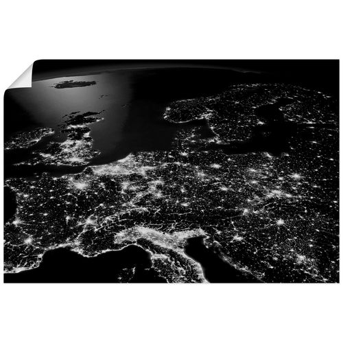 4062144058473 - Wandbild ARTLAND Zentral Europa vom Weltraum Bilder Gr B H 60 cm x 40 cm Poster Weltall & Kosmos Querformat 1 St schwarz Bild Poster Bilder als Alubild Leinwandbild Wandaufkleber oder in versch Größen