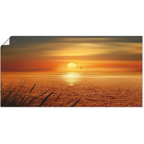 4055327867566 - Wandbild ARTLAND Sonnenuntergang über dem Meer Bilder Gr B H 100 cm x 50 cm Poster Sonnenaufgang & -untergang 1 St orange Bild Kunstdruck Kunstdrucke Bilder als Leinwandbild Wandaufkleber oder Poster in versch Größen