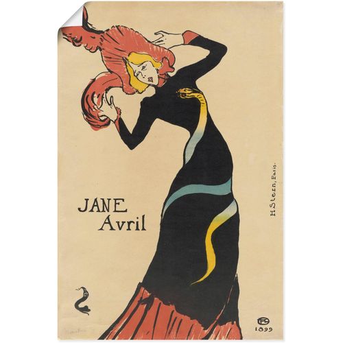 4062144800652 - Wandbild ARTLAND Jane Avril (Plakat) 1899 Bilder Gr B H 40 cm x 60 cm Poster Ausstellungsplakate Hochformat 1 St braun Kunstdrucke als Alubild Leinwandbild Wandaufkleber oder Poster in versch Größen