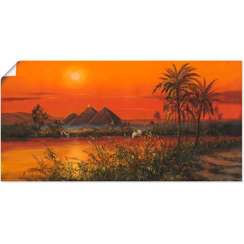 4055327298582 - Wandbild ARTLAND Pyramiden Bilder Gr B H 100 cm x 50 cm Poster Afrika 1 St orange Bild Metallbild Metallbilder Bilder als Alubild Leinwandbild Wandaufkleber oder Poster in versch Größen