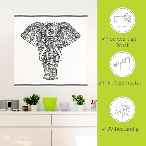 4059745312004 - Wandbild ARTLAND Elefant in Mandala Bilder Gr B H 70 cm x 70 cm Wandaufkleber - Vinyl Wildtiere quadratisch 1 St weiß Bild Poster Bilder als Alubild Leinwandbild Wandaufkleber oder in versch Größen