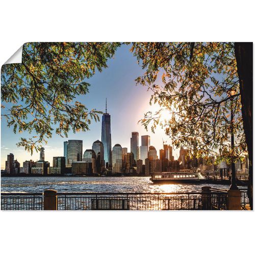 4062144246153 - Wandbild ARTLAND Sonnenaufgang über New York Bilder Gr B H 60 cm x 40 cm Poster Amerika 1 St blau Bild Kunstdruck Kunstdrucke Bilder als Alubild Leinwandbild Wandaufkleber oder Poster in versch Größen