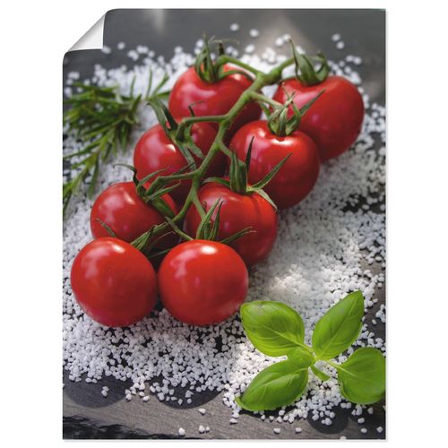 4062144110263 - Wandbild ARTLAND Tomaten Rispe auf Salz Bilder Gr B H 45 cm x 60 cm Poster Lebensmittel Hochformat 1 St rot Bild Poster Bilder als Alubild Leinwandbild Wandaufkleber oder in versch Größen