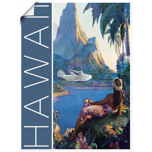 4062144214527 - Wandbild ARTLAND Hawaii Vintage Reiseplakat Bilder Gr B H 45 cm x 60 cm Poster Amerika Hochformat 1 St blau Bild Leinwandbild Kunstdrucke Bilder als Alubild Leinwandbild Wandaufkleber oder Poster in versch Größen