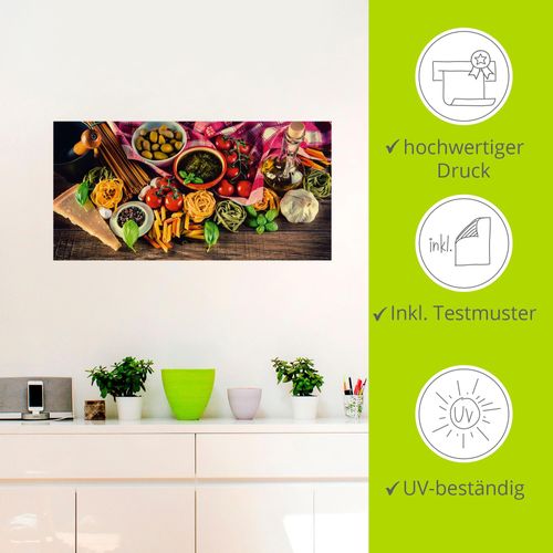 4059745430456 - Wandbild ARTLAND Italienisch mediterrane Lebensmittel Bilder Gr B H 150 cm x 75 cm Wandaufkleber - Vinyl Lebensmittel Querformat 1 St bunt Bild Metallbild Metallbilder Bilder als Alubild Leinwandbild Wandaufkleber oder Poster in versch Größen