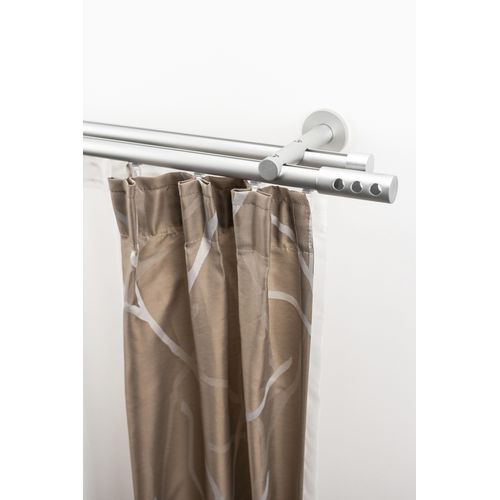 9002777457446 - Gardinenstange GARESA EASY Gardinenstangen Gr B L 67 cm x 470 cm Ø 20 mm 1 St 2 läufig silberfarben Gardinenstangen nach Maß Vorhanggarnitur verlängerbar Wandmontage Knopf mit 3 Löcher Alu