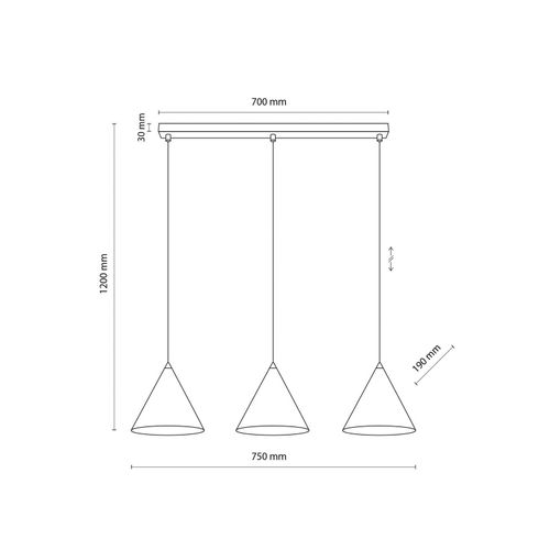 5906135100118 - Hängeleuchte Cono dreiflammig linear Länge 75 cm weiß