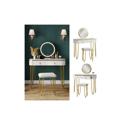 4066731411726 - Schminktisch Grace Weiß 100 cm mit LED-Spiegel QI-Ladestation und Hocker Vicco 4066731411726 - Schminktisch Grace Weiß 100 cm mit LED-Spiegel QI-Ladestation und Hocker Vicco