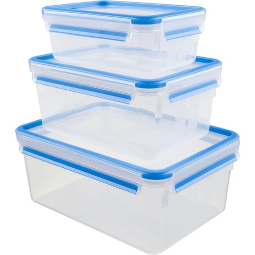 4009049303376 - Emsa Clip & Close 3er-Set luftdichte rechteckige Kunststoffkonserven hygienisch geruchs- und geschmacksneutral 100% BPA-frei klar und blau 1 4009049303376 - Emsa Clip & Close 3er-Set luftdichte rechteckige Kunststoffkonserven hygienisch geruchs- und geschmacksneutral 100% BPA-frei klar und blau 1