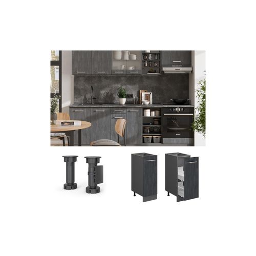 4066731404971 - Livinity Apothekerunterschrank R-Line Schwarz Beton Anthrazit 30 cm mit Arbeitsplatte Anthrazit 4066731404971 - Livinity Apothekerunterschrank R-Line Schwarz Beton Anthrazit 30 cm mit Arbeitsplatte Anthrazit