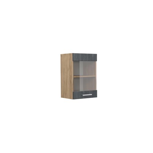 4066731404223 - Livinity Hängeglasschrank R-Line Schwarz Beton Eiche 40 cm