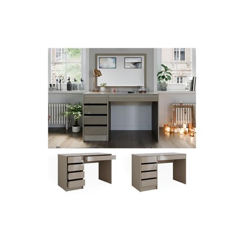4066731412303 - Livinity Schminktisch Sherry Greige Hochglanz 120 x 75 cm 5 Schubladen 4066731412303 - Livinity Schminktisch Sherry Greige Hochglanz 120 x 75 cm 5 Schubladen