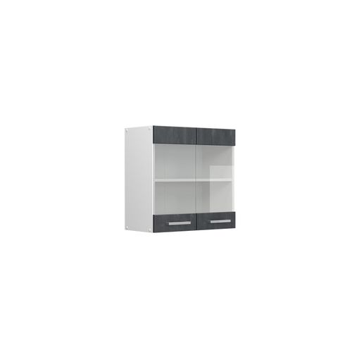 4066731404766 - Livinity Hängeglasschrank R-Line Schwarz Beton Weiß 60 cm 4066731404766 - Livinity Hängeglasschrank R-Line Schwarz Beton Weiß 60 cm