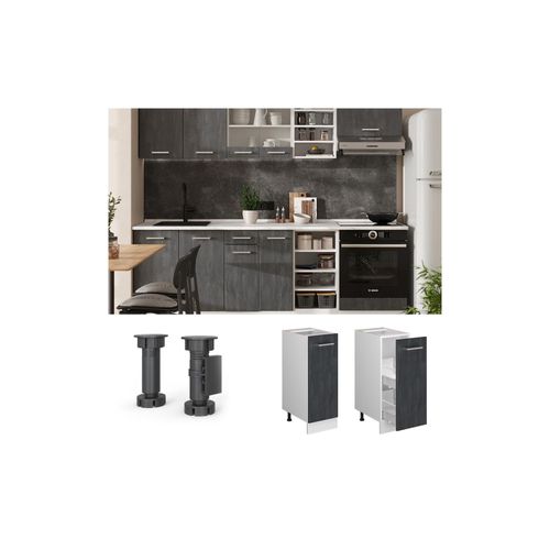 4066731404735 - Livinity Apothekerunterschrank R-Line Schwarz Beton Weiß 30 cm mit Arbeitsplatte Eiche 4066731404735 - Livinity Apothekerunterschrank R-Line Schwarz Beton Weiß 30 cm mit Arbeitsplatte Eiche