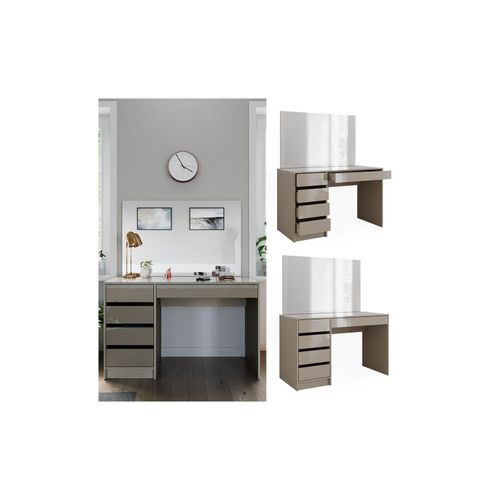 4066731412310 - Livinity Schminktisch Sherry Greige Hochglanz 120 x 75 cm 5 Schubladen Spiegel 4066731412310 - Livinity Schminktisch Sherry Greige Hochglanz 120 x 75 cm 5 Schubladen Spiegel