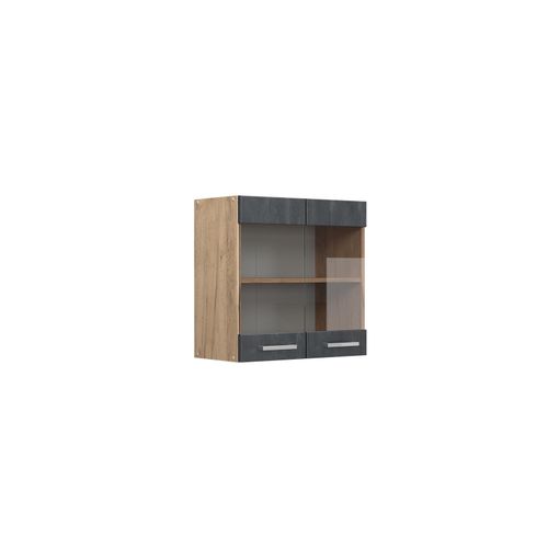 4066731404513 - Livinity Hängeglasschrank R-Line Schwarz Beton Eiche 60 cm 4066731404513 - Livinity Hängeglasschrank R-Line Schwarz Beton Eiche 60 cm