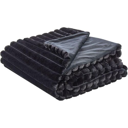 4255664873460 - Beliani - Kuscheldecke Schwarz aus Kunstfell 150 x 200 cm Flauschige Tagesdecke für Bett Sofa Wohnzimmer Schlafzimmer Überwurf Wohnaccessoires