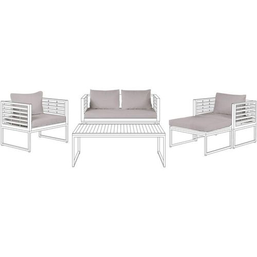 4255664874320 - Beliani - Kissenbezug Set Grau Stoffbezug 8-Teilig UV-Resistent mit Reißverschlüssen Modern für Loungeset Gartenset Gartenmöbel Gartensofa