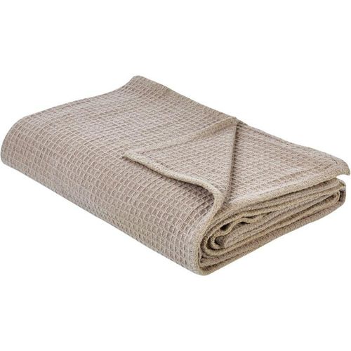 4255664870865 - Beliani - Tagesdecke Taupe aus Baumwolle 220 x 240 cm Waffelpique Modernes Design Wohnaccessoires für Bett Sofa Schlafzimmer Wohnzimmer