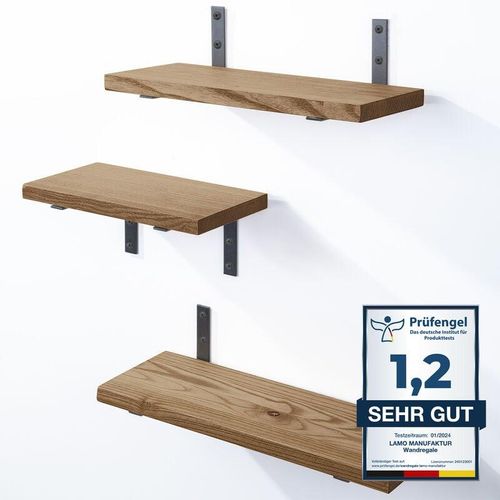 4064755205086 - 3 Stück Wandregal Holz 42 36 30cm Schweberegal Massiv 100% Echtholz Hängeregal für Wohnzimmer Schlafzimmer Küche Büro Badezimmer Wandregale set 3