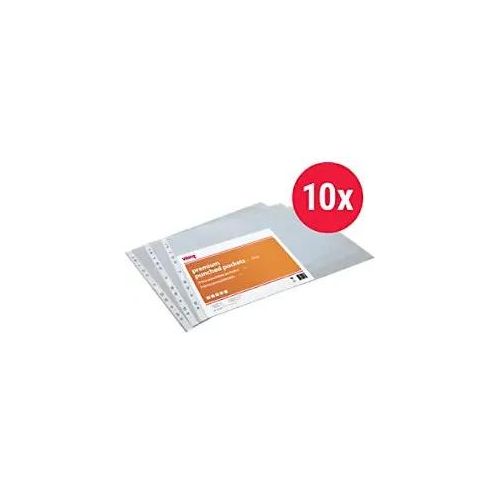 8717868191765 - Premium Prospekthüllen DIN A3 Glasklar Transparent 110 Mikron PP (Polypropylen) Oben 11 Löcher 10 Stück