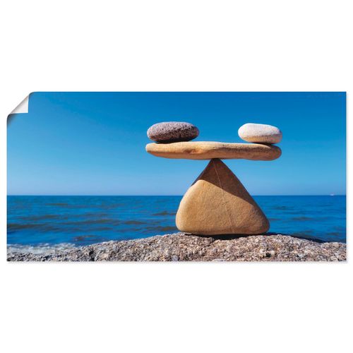 4055327420242 - Wandbild ARTLAND Gleichgewicht - Steine Meer Bilder Gr B H 60 cm x 30 cm Poster Zen Querformat 1 St blau Bild Metallbild Metallbilder Bilder als Alubild Leinwandbild Wandaufkleber oder Poster in versch Größen