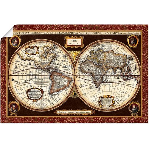 4058661310132 - Wandbild ARTLAND Weltkarte Bilder Gr B H 30 cm x 20 cm Poster Landkarten Querformat 1 St braun Bild Poster Bilder als Alubild Leinwandbild Wandaufkleber oder in versch Größen