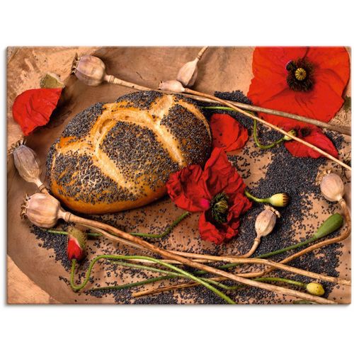 4062144823415 - Wandbild ARTLAND Mohnbrot mit Mohnblumen dekoriert Bilder Gr B H 40 cm x 30 cm Leinwandbild Getreide Querformat 1 St braun Kunstdrucke als Alubild Leinwandbild Wandaufkleber oder Poster in versch Größen