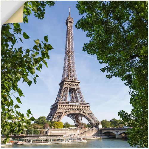 4062144817872 - Wandbild ARTLAND Paris Eiffelturm & Seine Bilder Gr B H 40 cm x 40 cm Wandaufkleber - Vinyl Paris quadratisch 1 St blau Kunstdrucke als Alubild Leinwandbild Wandaufkleber oder Poster in versch Größen