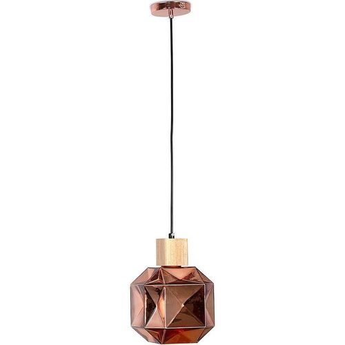 5056667074941 - Privatefloor - Holz- und Glas-Deckenlampe - Design-Pendelleuchte - Bumba Bronze - Holz Metall Glas Holz - Bronze