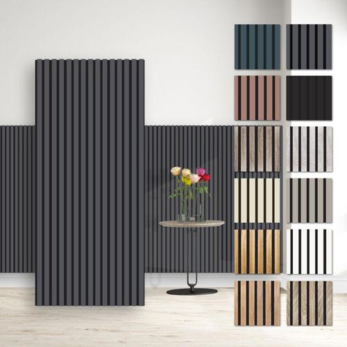 4255703120135 - Lamellen Akustikpaneele 083 m² flexible Wandpaneele 1385x60cm mdf Wandverkleidung schalldämmend Black Lead - AP05 1 Paneel - 083m² - Schwarz