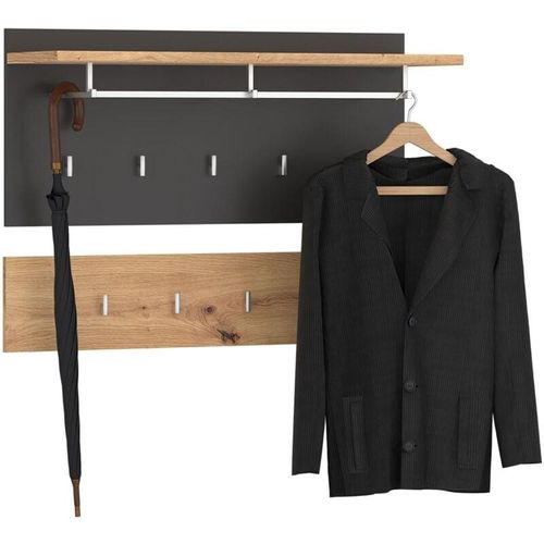 4055641961049 - Caro-möbel - Wandgarderobe bilbao - Artisan Eiche   Kosmos Grau