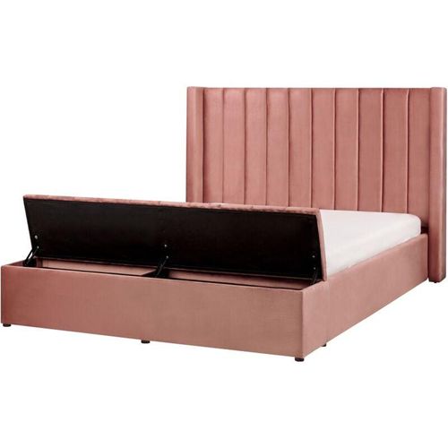 4251682238533 - Beliani - Polsterbett Rosa 160 x 200 cm aus Samtstoff mit Stauraum Elegantes Doppelbett Modernes Design - Rosa