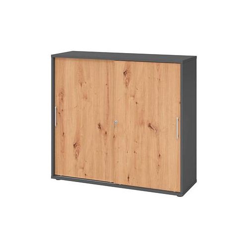 4032062304853 - HAMMERBACHER Schiebetürenschrank V1753S G R RE grafit asteiche 2 Fachböden 1200 x 400 x 1100 cm