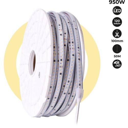 8435427114740 - Barcelona Led - LED-Streifen 220V - 950W (6000xSMD2835) 12mm - Geeignet für den Außeneinsatz IP67 - Rolle 50 Meter - Schnitt alle 10cm - Schnitt