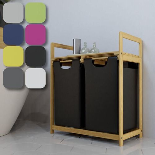4251259458913 - Hago - Bambus Wäschekorb Pink mit Ablage Wäschebehälter Sammler Sortierer Truhe Organizer Trenner 2x30L - Pink 4251259458913 - Hago - Bambus Wäschekorb Pink mit Ablage Wäschebehälter Sammler Sortierer Truhe Organizer Trenner 2x30L - Pink