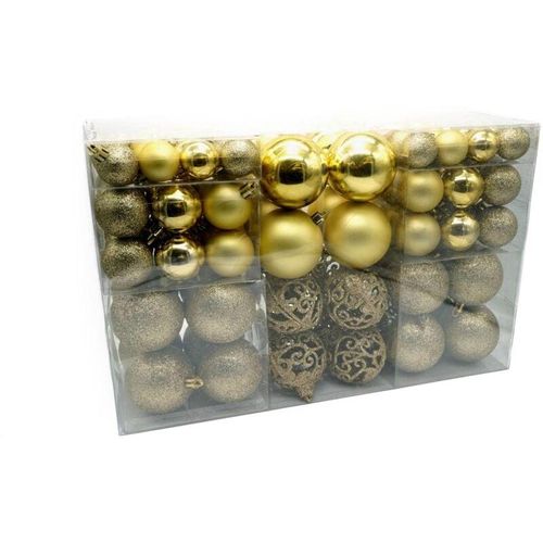 4251699824583 - Buri - Weihnachtsbaumkugeln 100er-Set Baumschmuck Christbaumkugeln Weihnachtskugeln - gold