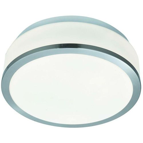 5013874395535 - Discs - Badezimmer Flush 2 Lichtdecke Satin Silber Opal IP44 E27 - Searchlight